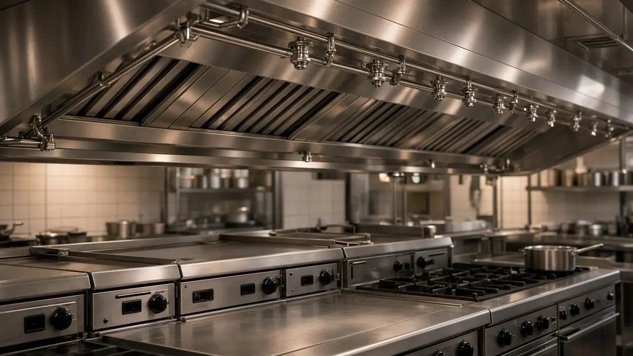Commercial kitchen hood fire suppression system